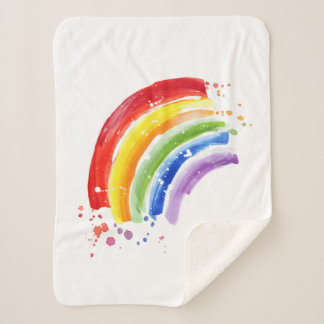 Couverture Sherpa Arc-en-ciel en aquarelle