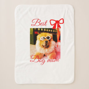 Couverture Sherpa Arc rouge meilleure maman chien papa photo nom chi