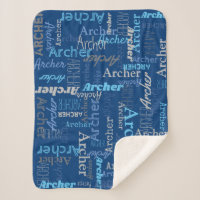 Archer nom personnalisé nuances de bleu et gris