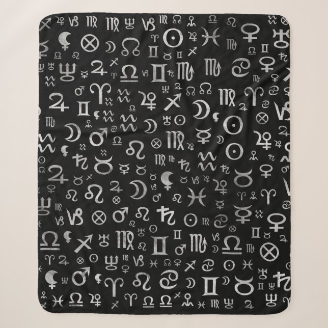 Couverture Sherpa Argent astrologique de glyphs de symboles sur le (Devant)