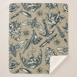 Couverture Sherpa Armes et roses