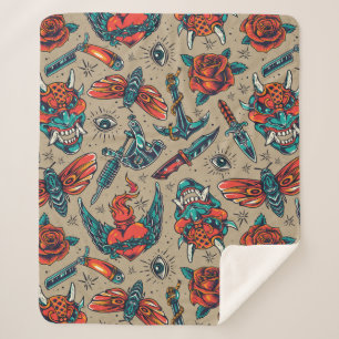 Couverture Sherpa Armes et roses