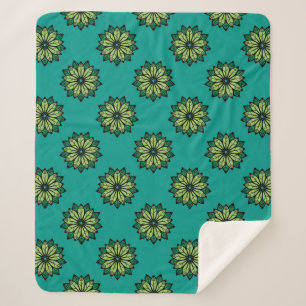 Couverture Sherpa Arrière - plan motif sans couture à feuilles verte