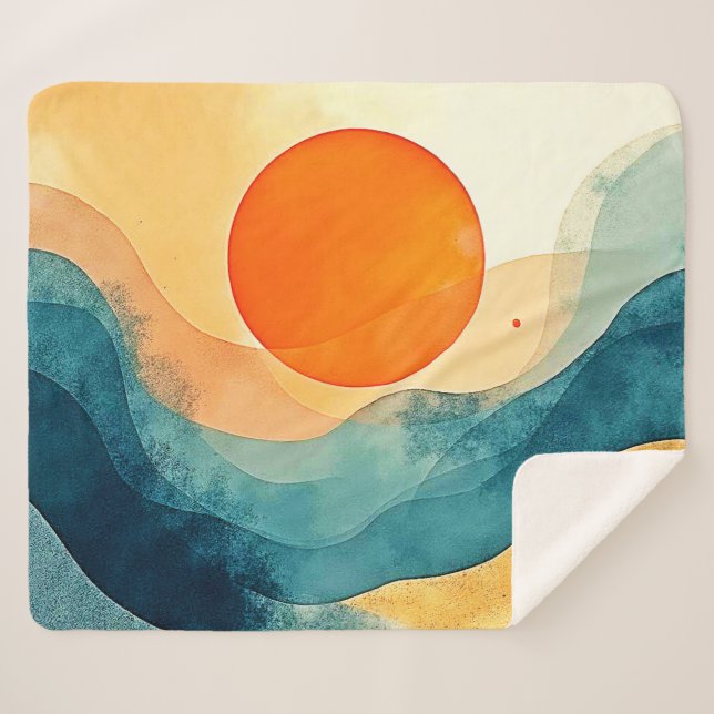Couverture Sherpa Art Abstrait Sunset Waves (Devant (Horizontal))