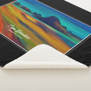 Couverture Sherpa Art côtier coloré du Cap Sebastian Oregon