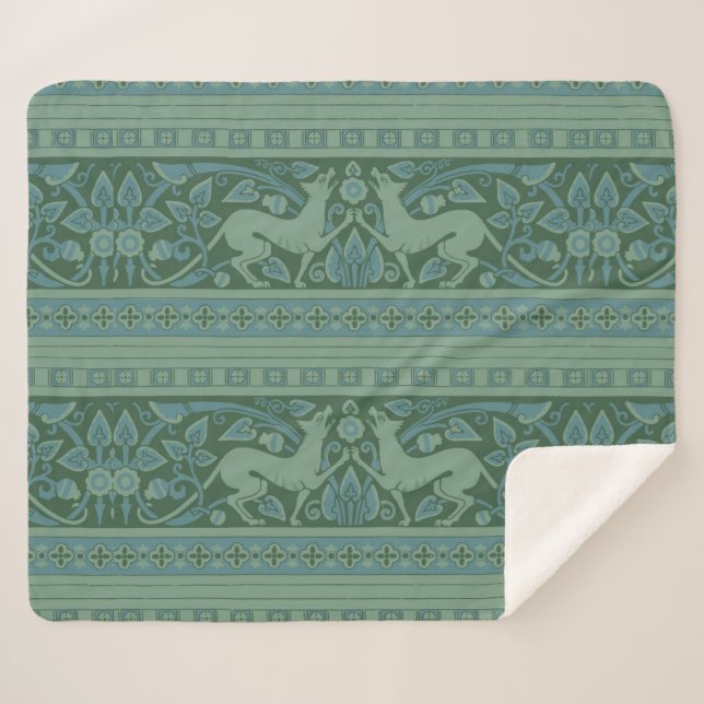 Couverture Sherpa Art Déco Nouveau Chien Nature Motif animal (Devant (Horizontal))