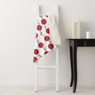 Couverture Sherpa Art Nouveau Mackintosh Rose Stripes Red