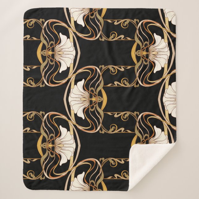 Couverture Sherpa Art nouveau : Noir or (Devant)