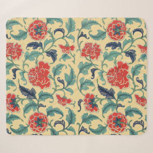 Couverture Sherpa Art Nouveau vintage chinoisérie florale rouge chin