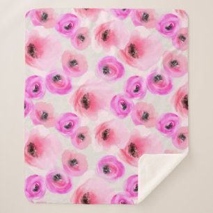 Couverture Sherpa Art numérique d'aquarelle rose Fleurs