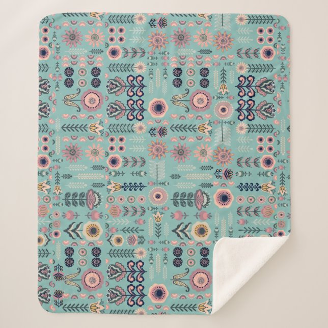 Couverture Sherpa Art populaire Motif sans couture (Devant)