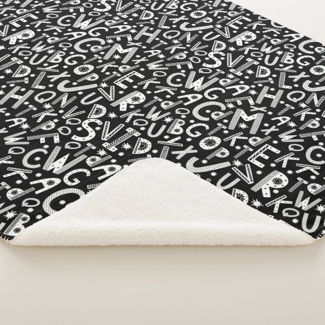 Couverture Sherpa Art populaire nordique Alpha Jumbles Sherpa Blanke (3/4)