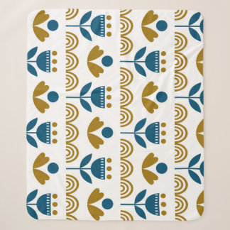 Couverture Sherpa Art populaire scandinave, motif coloré.