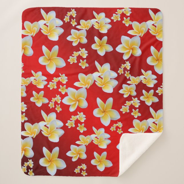 Couverture Sherpa asiatique, jaune, blanc, fleur, brillant, or, flor (Devant)