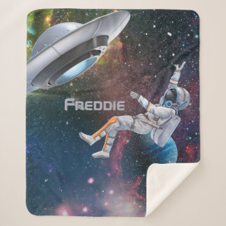 Couverture Sherpa Astronaut personnalisé et soucoupe volante