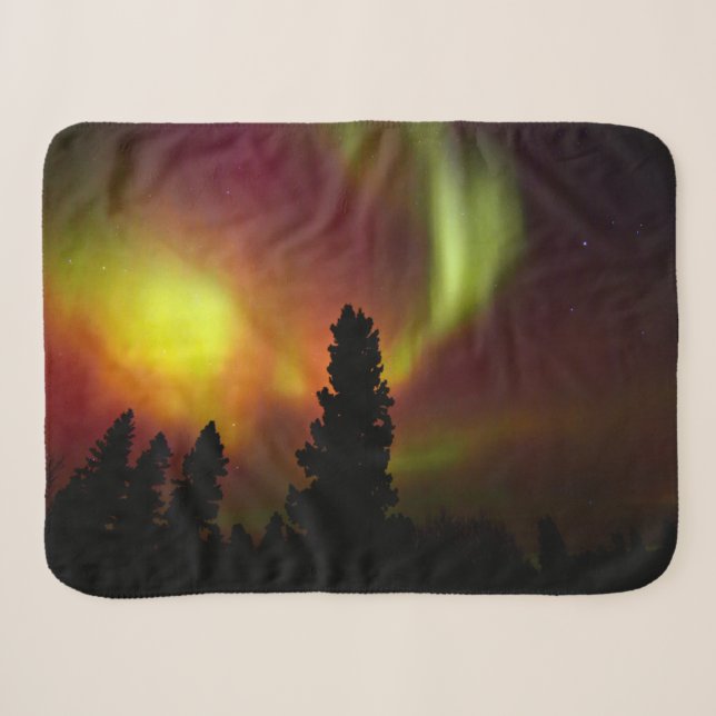 Couverture Sherpa Aurora boréale et arbres (Devant (Horizontal))