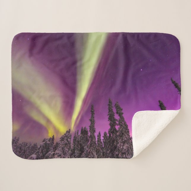 Couverture Sherpa Aurora Borealis Northern Lights Fairbanks Alaska (Devant (Horizontal))