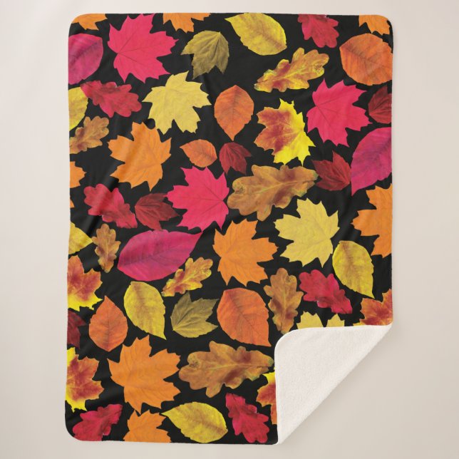 Couverture Sherpa Automne Automne Couleurs Feuille doux (Devant)