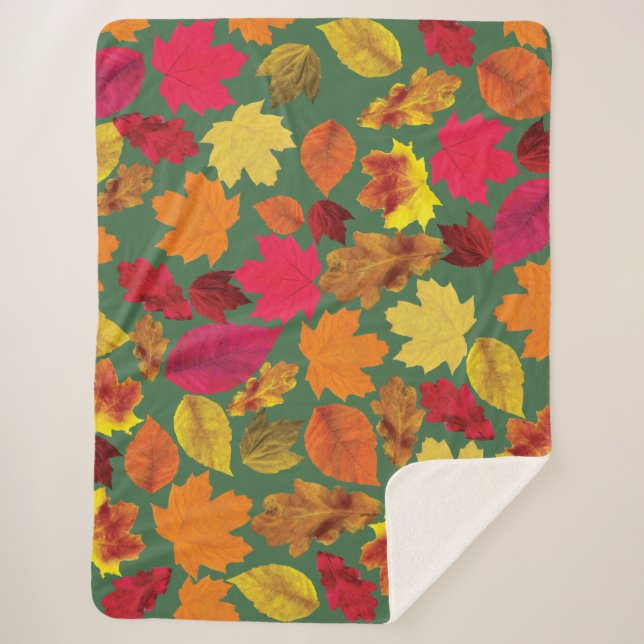 Couverture Sherpa Automne Automne Couleurs Feuille doux (Devant)