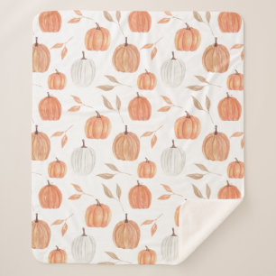 Couverture Sherpa Automne Citrouille et Feuille