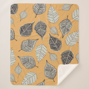 Couverture Sherpa Automne motif sans couture avec feuille. Maladie v