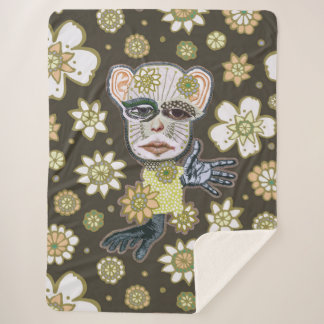 Couverture Sherpa Automne Vert galerie Floral par Natalie Schorr