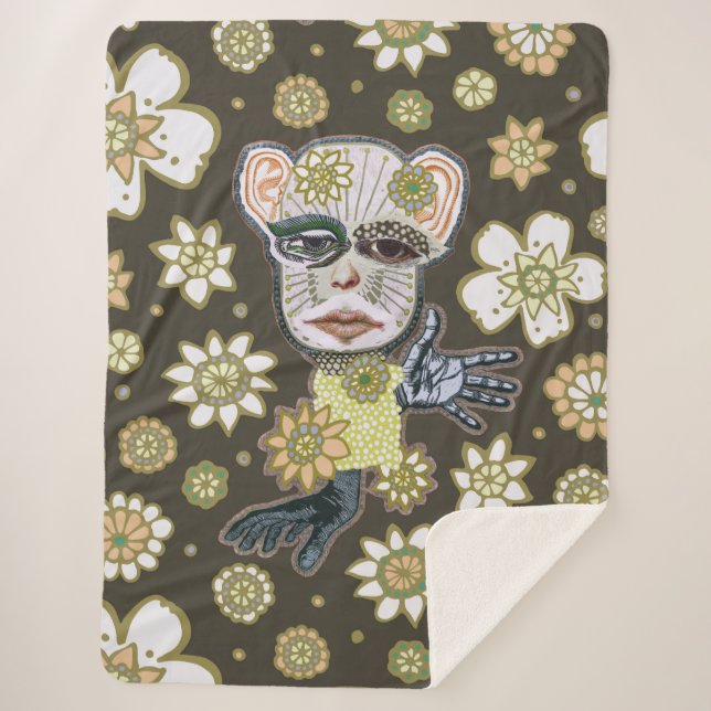 Couverture Sherpa Automne Vert galerie Floral par Natalie Schorr (Devant)