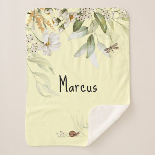 Couverture Sherpa Baby Boy Floral Drop Petite Broche Sherpa Blanket