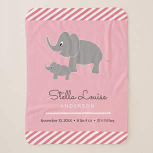 Couverture Sherpa Baby Elephant and Umbrella Baby Girl Birth Stats