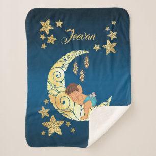 Couverture Sherpa Baby Ganesha with moon and stars