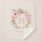 Baby Girl rose florale Sage vert Feuille Monogramm