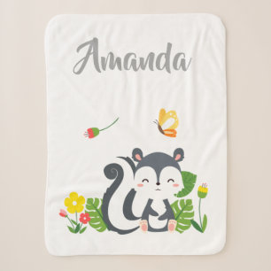 Couverture Sherpa Baby Skunk, Papillon & Fleurs