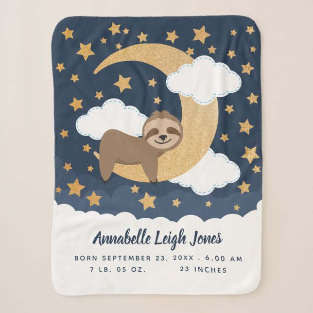 Couverture Sherpa Baby Sloth Moon Baby Sherpa Blanket (Devant)