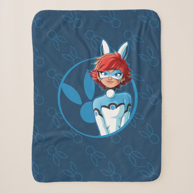 Couverture Sherpa Badge Bleu Bunnyx (Devant)