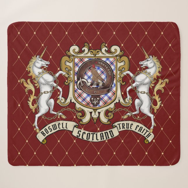 Couverture Sherpa Badge Boswell Clan & Tartan (Devant (Horizontal))