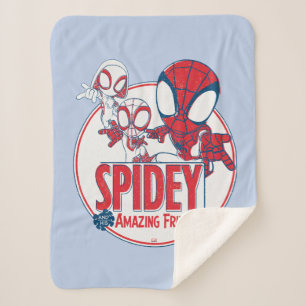 Couverture Sherpa Badge Cercle Rouge et Blanc de l'Équipe Spidey