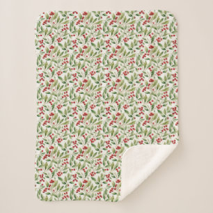 Couverture Sherpa Baies sèches de Noël rouges et vertes