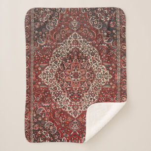 Couverture Sherpa Bakhtiari profond Tan rouge foncé