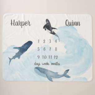 Couverture Sherpa Baleines Ocean Twins Jalon Sherpa Blanket