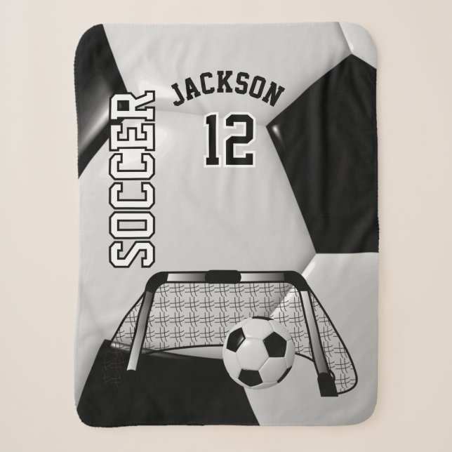 Couverture Sherpa Balle de football noir et blanc avec do-it-yoursel (Devant)