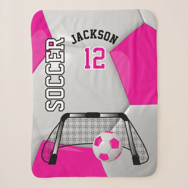 Couverture Sherpa Balle de football rose et blanc avec do-it-yoursel (Devant)