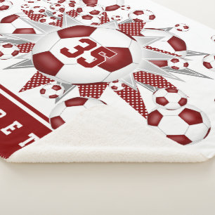 Couverture Sherpa ballons de football blanc marron stars filles sall