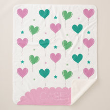 Ballons en forme de coeur Vert Rose Motif Étoile M