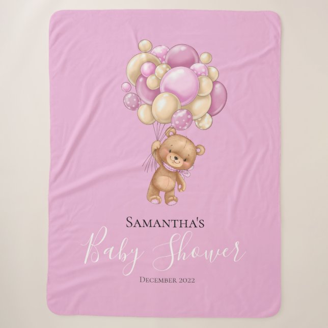 Couverture Sherpa Ballons Ours Teddy PINK Sherpa Blanket (Devant)