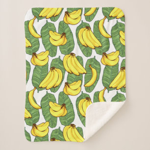 Couverture Sherpa Banana Fruit Feuilles Motif tropical