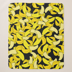 Couverture Sherpa Bananes jaunes vintages : Arrière - plan noir