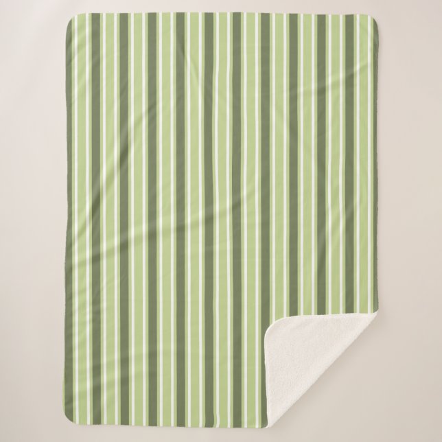 Couverture Sherpa Bandes de bonbons d'olive et blanc (Devant)