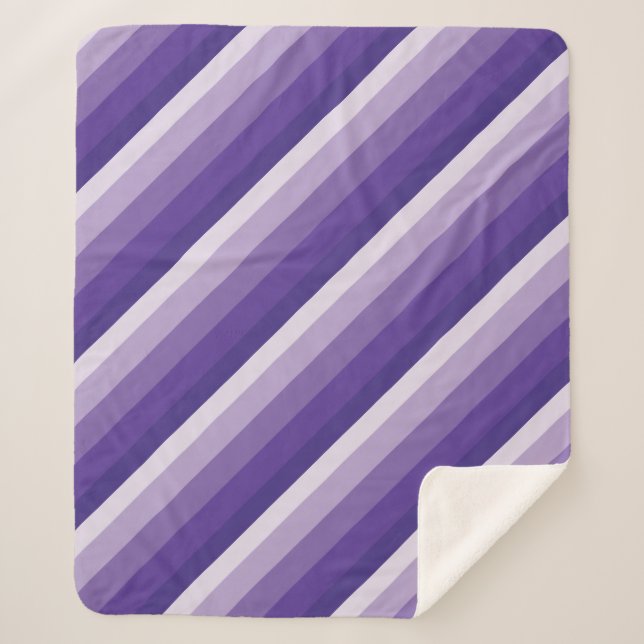 Couverture Sherpa Bandes diagonales ombres dans les tons violets (Devant)