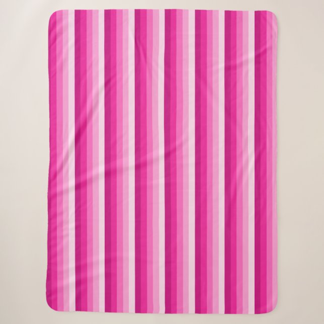 Couverture Sherpa Bandes d'ombre rose chaud (Devant)