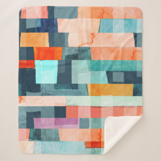 Couverture Sherpa Bandes géométriques multicolores, motif tendance.